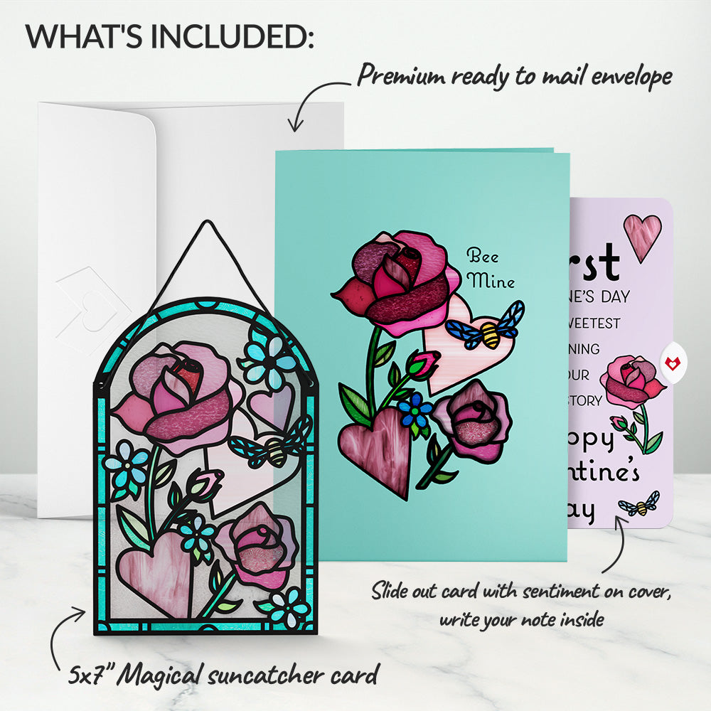 Bee Mine Suncatcher The Sweetest Beginning Valentine Pop-Up Card and Sentiment Set