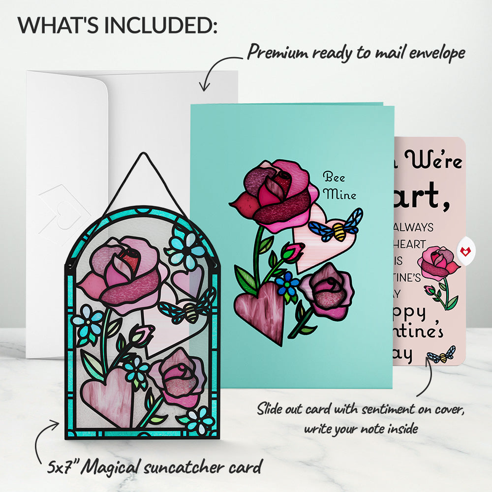 Bee Mine Suncatcher Though Apart Valentine Pop-Up Card and Sentiment Set