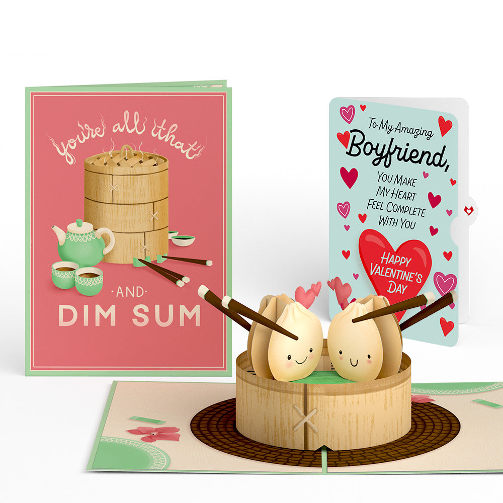 You're All That and Dim Sum Valentine Pop-Up Card and Sentiment Set for Boyfriend