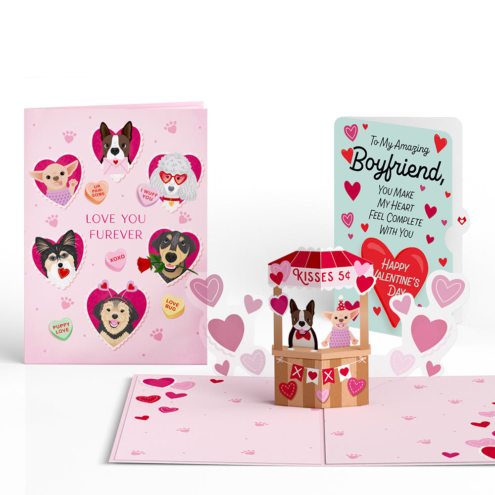 Love You Furever Dog Kisses Valentine Pop-Up Card and Sentiment Set for Boyfriend