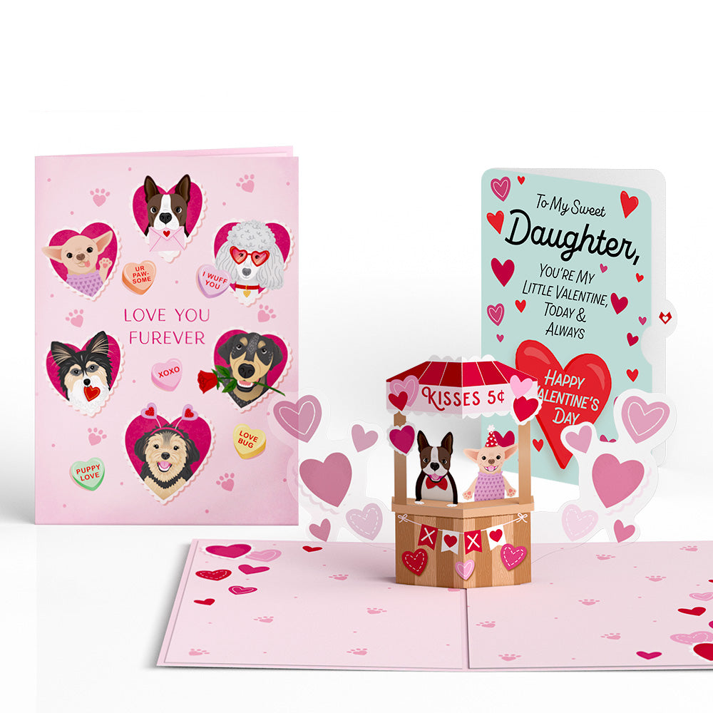 Love You Furever Dog Kisses Valentine Pop-Up Card and Sentiment Set for Daughter