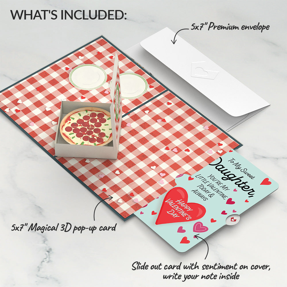 Pizza Love Valentine Pop-Up Card and Sentiment Set for Daughter