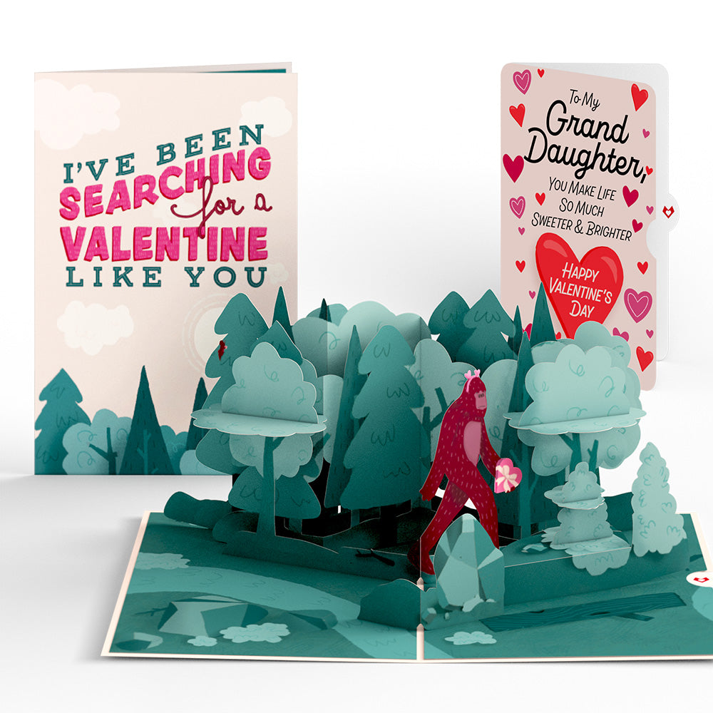Searching for a Valentine Like You Bigfoot Valentine Pop-Up Card and Sentiment Set for Granddaughter