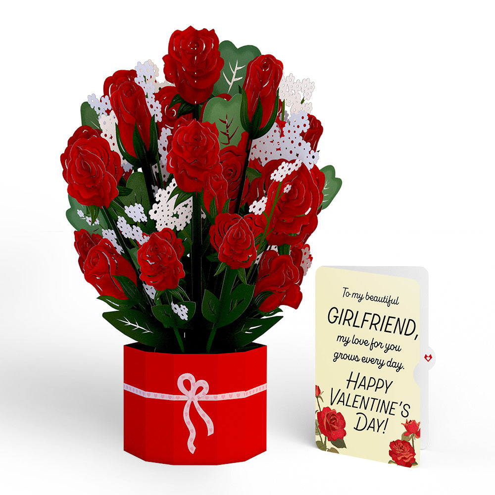 Red Rose Valentine Grand Bouquet and Sentiment Set for Girlfriend