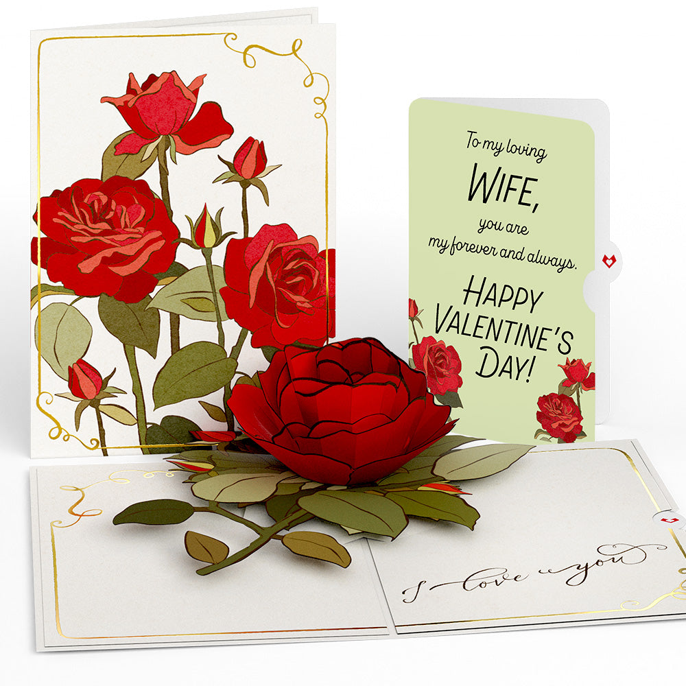 I Love You Roses Valentine Pop-Up Card and Sentiment Set for Wife
