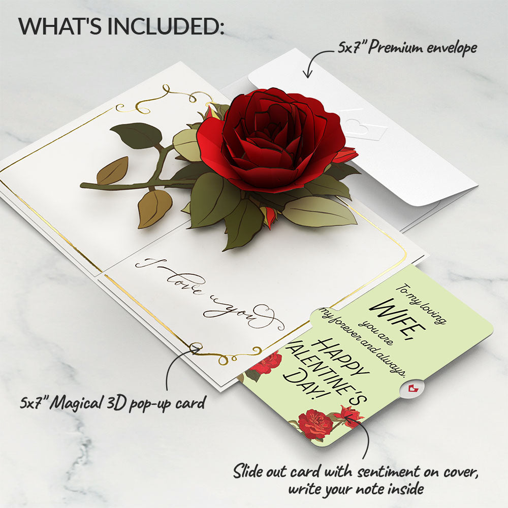 I Love You Roses Valentine Pop-Up Card and Sentiment Set for Wife