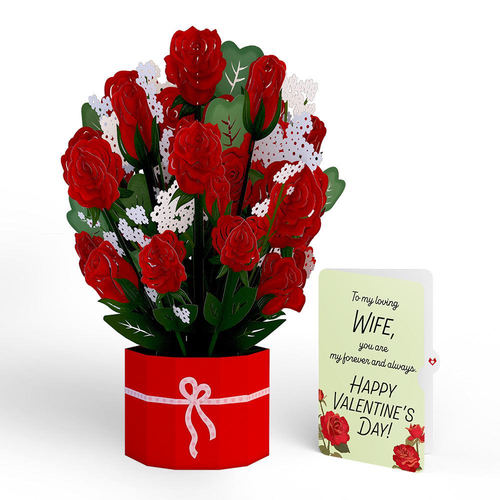 Red Rose Valentine Grand Bouquet and Sentiment Set for Wife