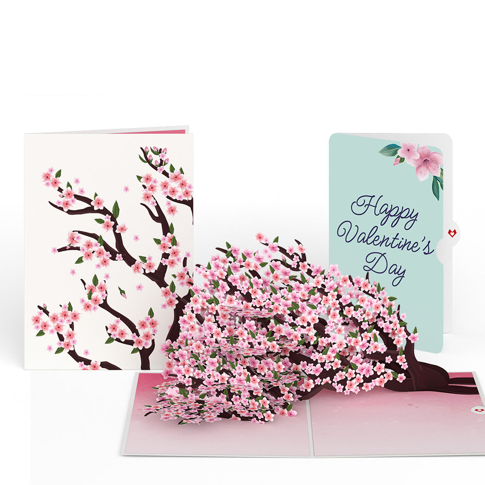 Cherry Blossom Branches in Bloom Valentine Pop-Up Card and Sentiment Set