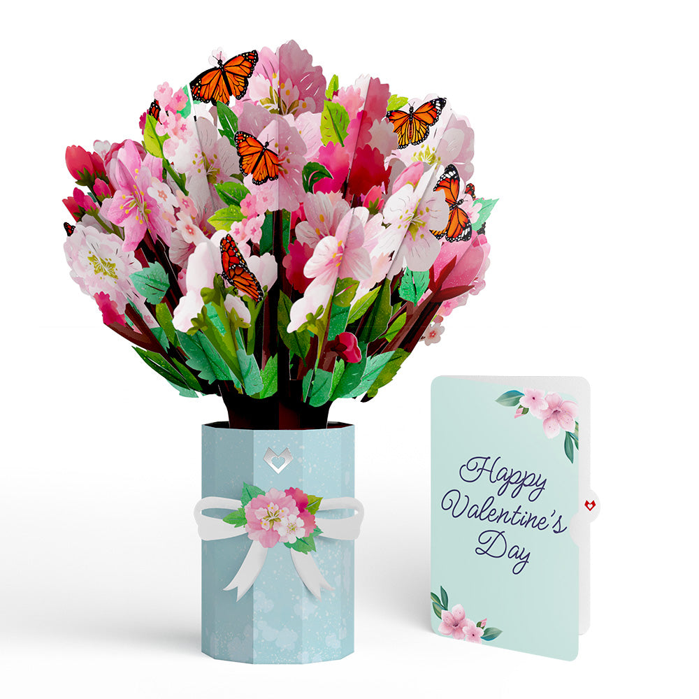 Cherry Blossom Butterfly Valentine Bouquet and Sentiment Set