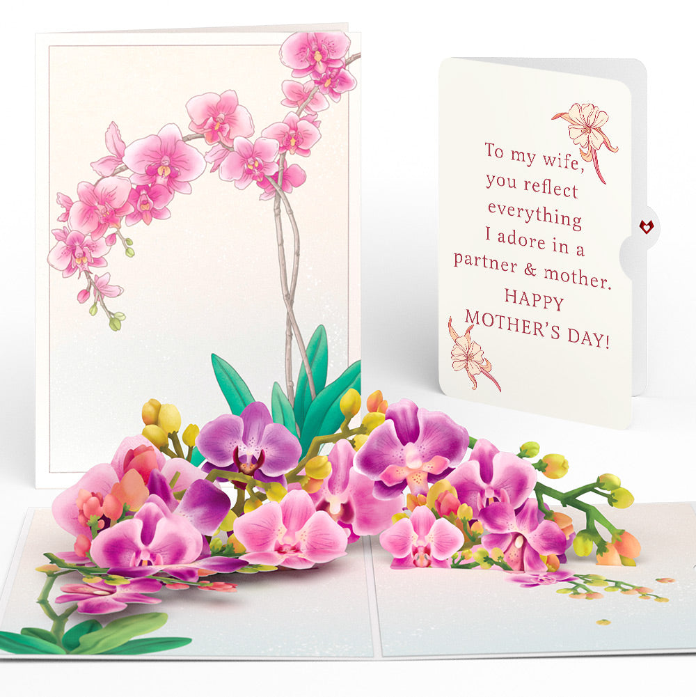 Watercolor Orchid Mother's Day Pop-Up Card and Sentiment Set for Wife