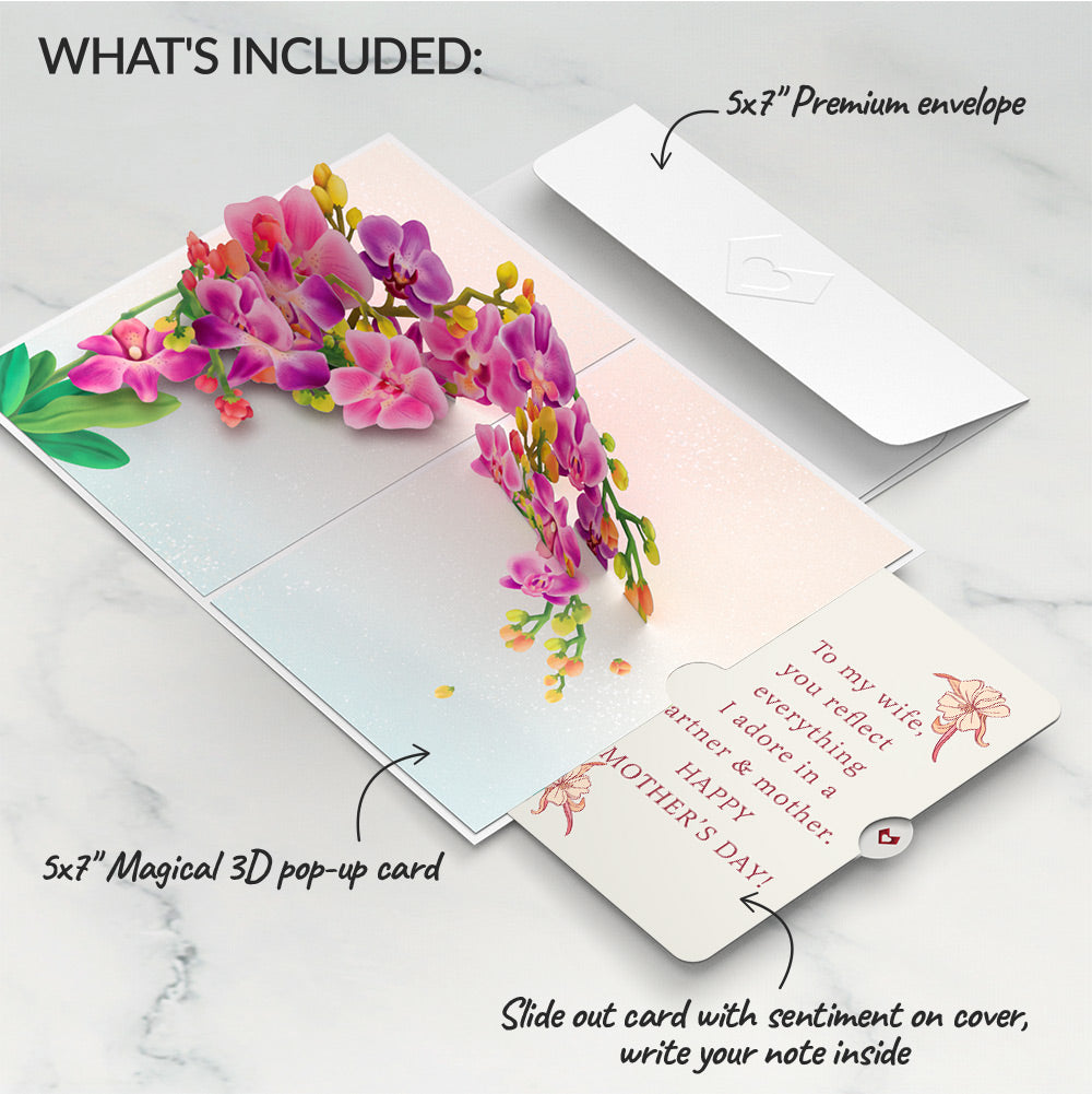Watercolor Orchid Mother's Day Pop-Up Card and Sentiment Set for Wife