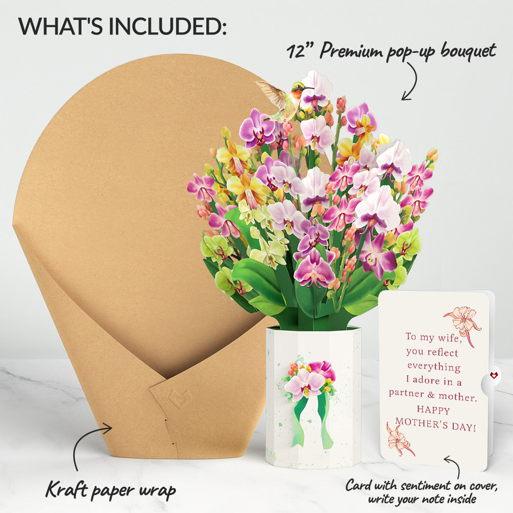 Orchid Mother's Day Bouquet and Sentiment Set for Wife