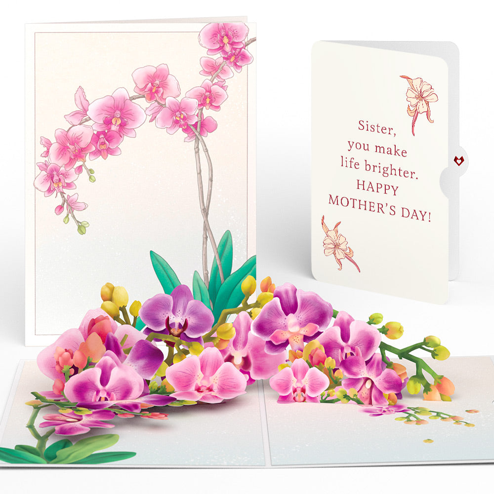Watercolor Orchid Mother's Day Pop-Up Card and Sentiment Set for Sister
