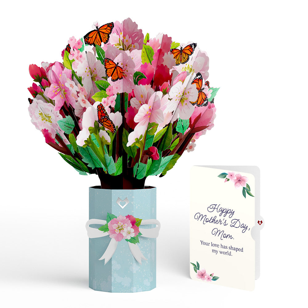 Cherry Blossom Butterfly Mother's Day Bouquet and Sentiment Set for Mom