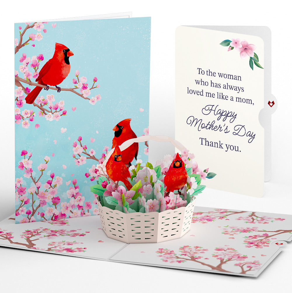 Cherry Blossom Basket with Cardinals Mother's Day Pop-Up Card and Loved Me Like A Mom Sentiment Set
