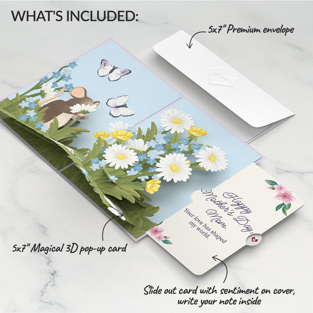 Field Mouse in the Flowers Mother's Day Pop-Up Card and Sentiment Set for Mom