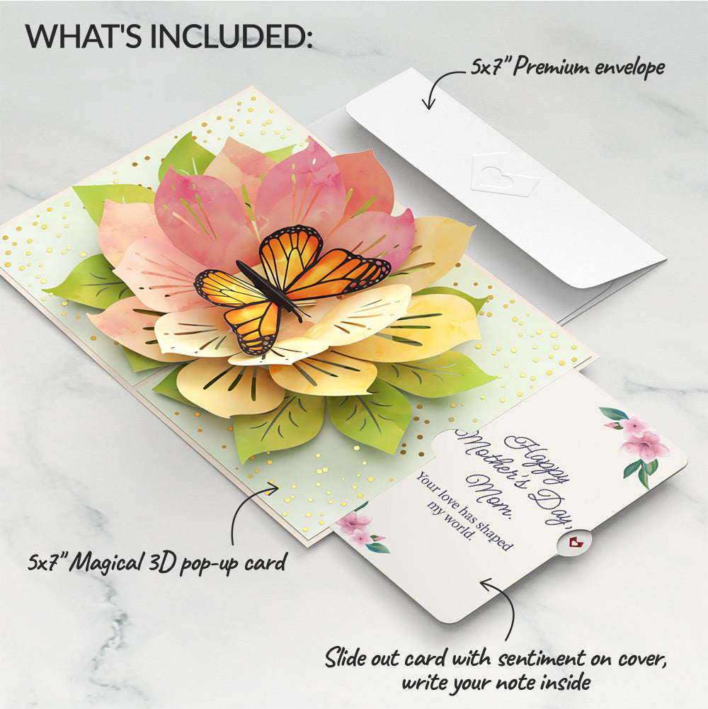 Monarch Butterfly Bloom Mother's Day Pop-Up Card and Sentiment Set for Mom