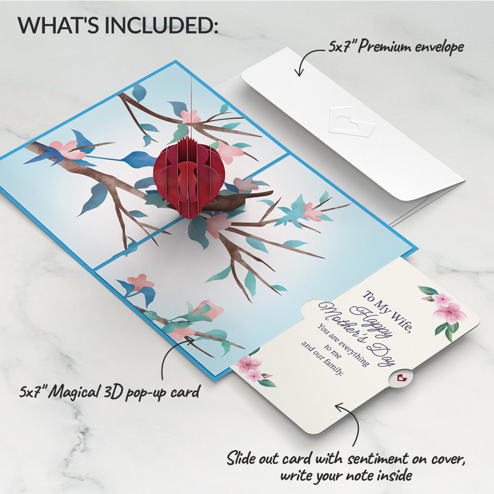 Love Cardinal Mother's Day Pop-Up Card and Sentiment Set for Wife