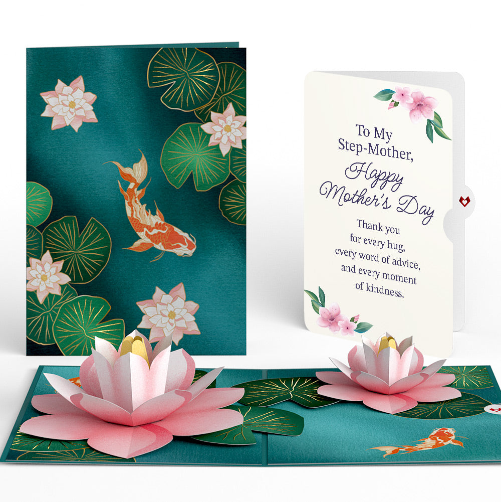 Koi Fish and Lotus Pond Mother's Day Pop-Up Card and Sentiment Set for Step-Mother