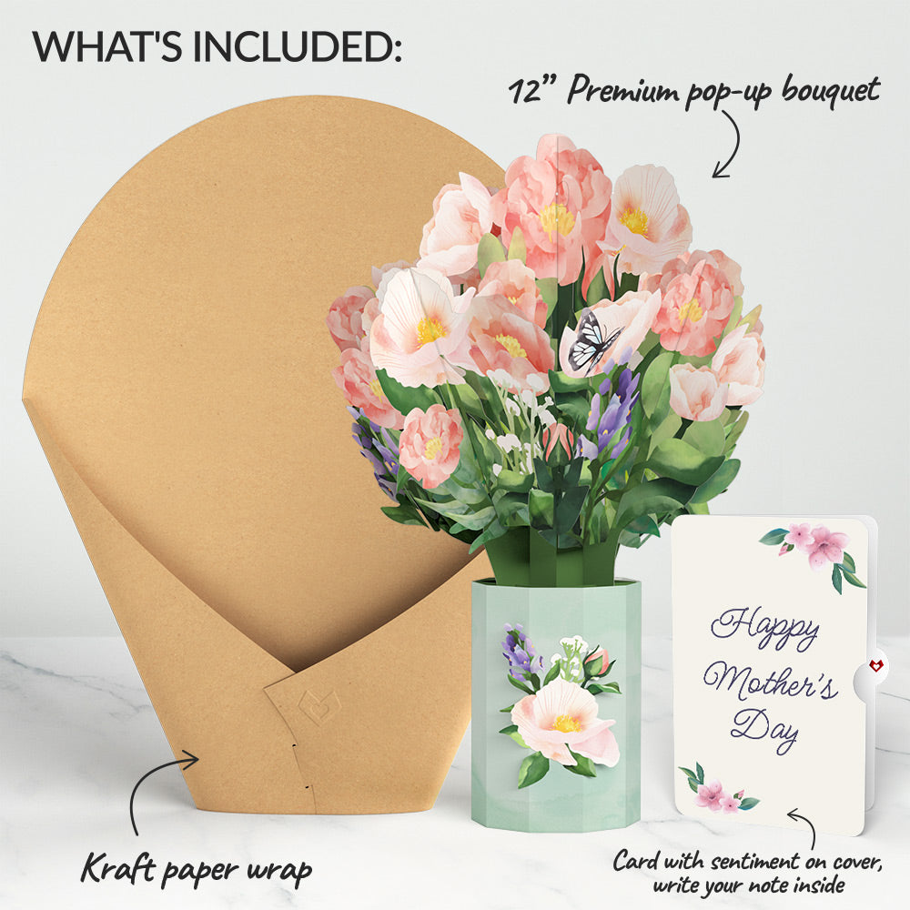 Peony Mother's Day Bouquet and Sentiment Set