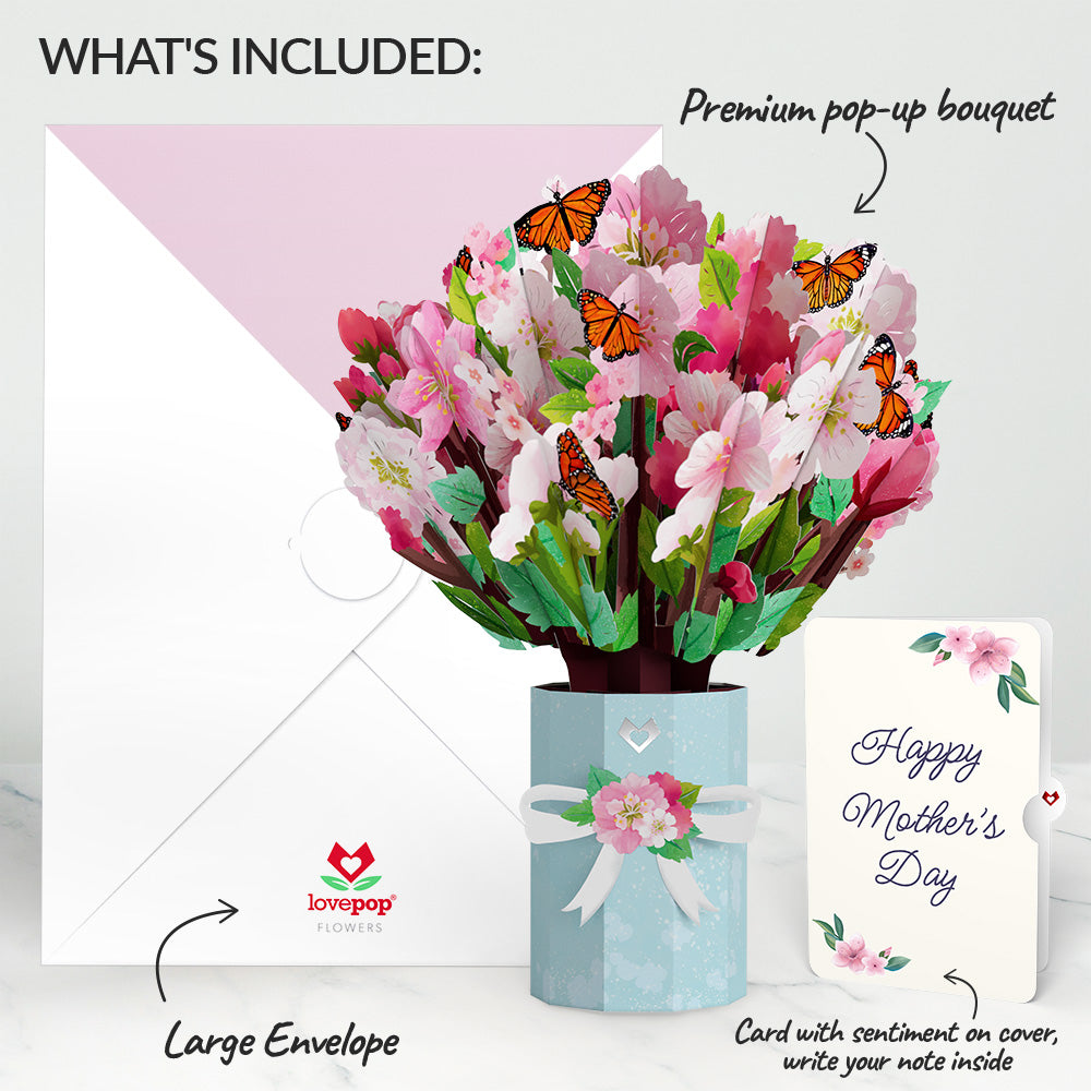 Cherry Blossom Butterfly Mother's Day Bouquet and Sentiment Set