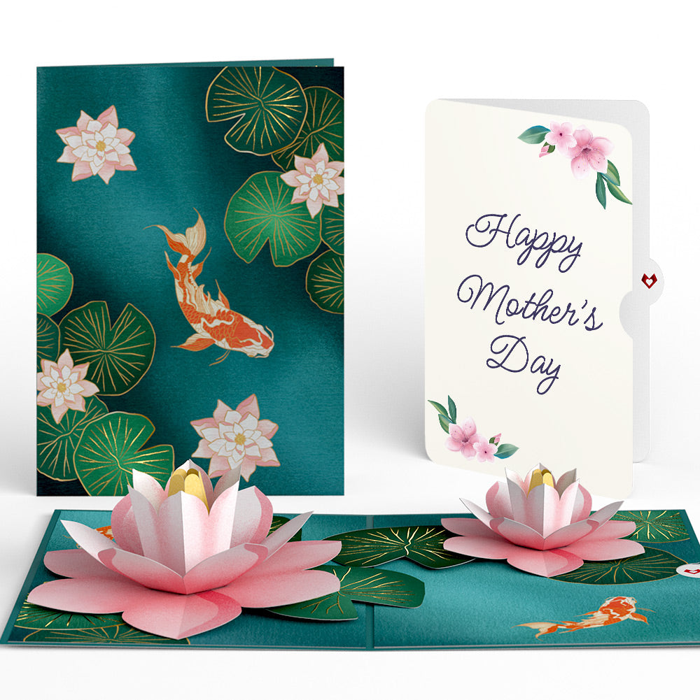 Koi Fish and Lotus Pond Mother's Day Pop-Up Card and Sentiment Set
