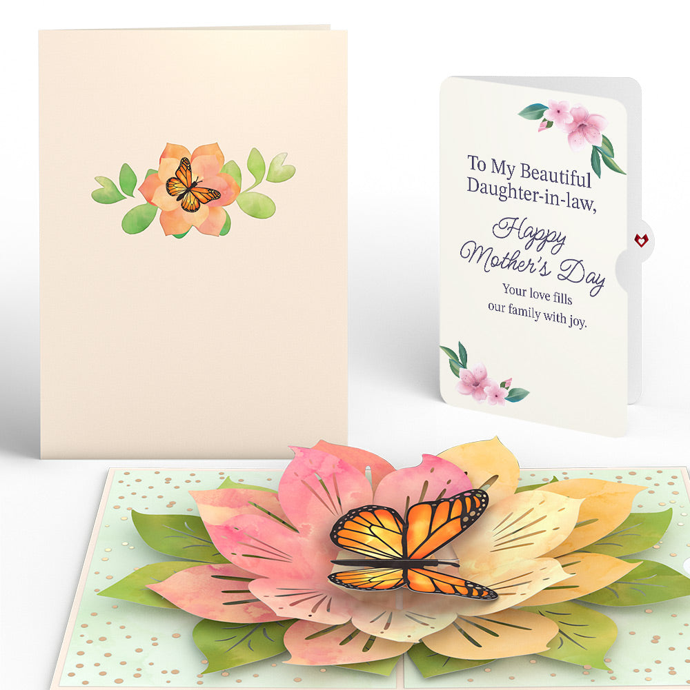 Monarch Butterfly Bloom Mother's Day Pop-Up Card and Sentiment Set for Daughter-in-law