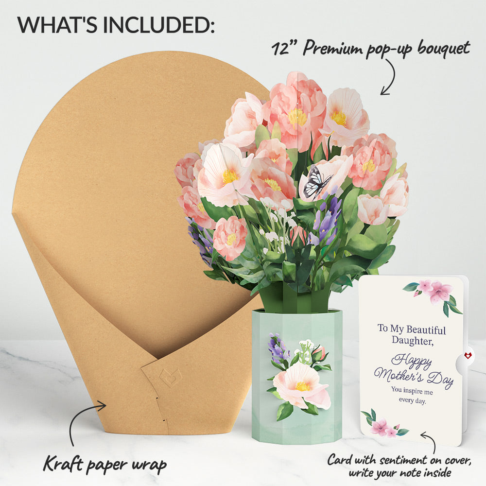 Peony Mother's Day Bouquet and Sentiment Set for Daughter
