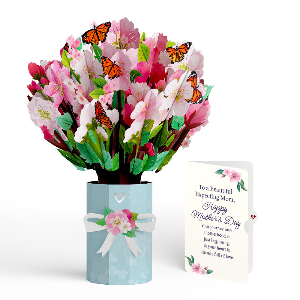 Cherry Blossom Butterfly Mother's Day Bouquet and Sentiment Set for Expecting Mom