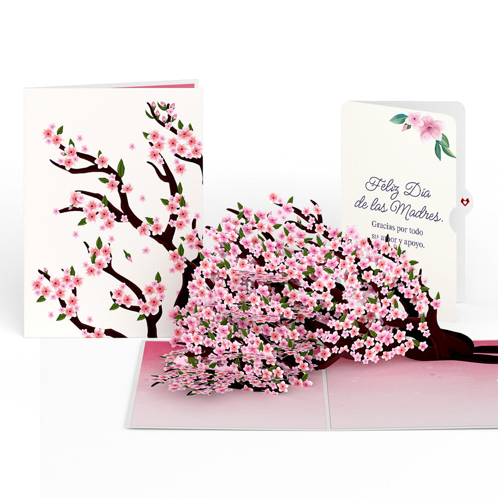 Cherry Blossom Branches in Bloom Mother's Day Pop-Up Card and Sentiment Set for Spanish Mom
