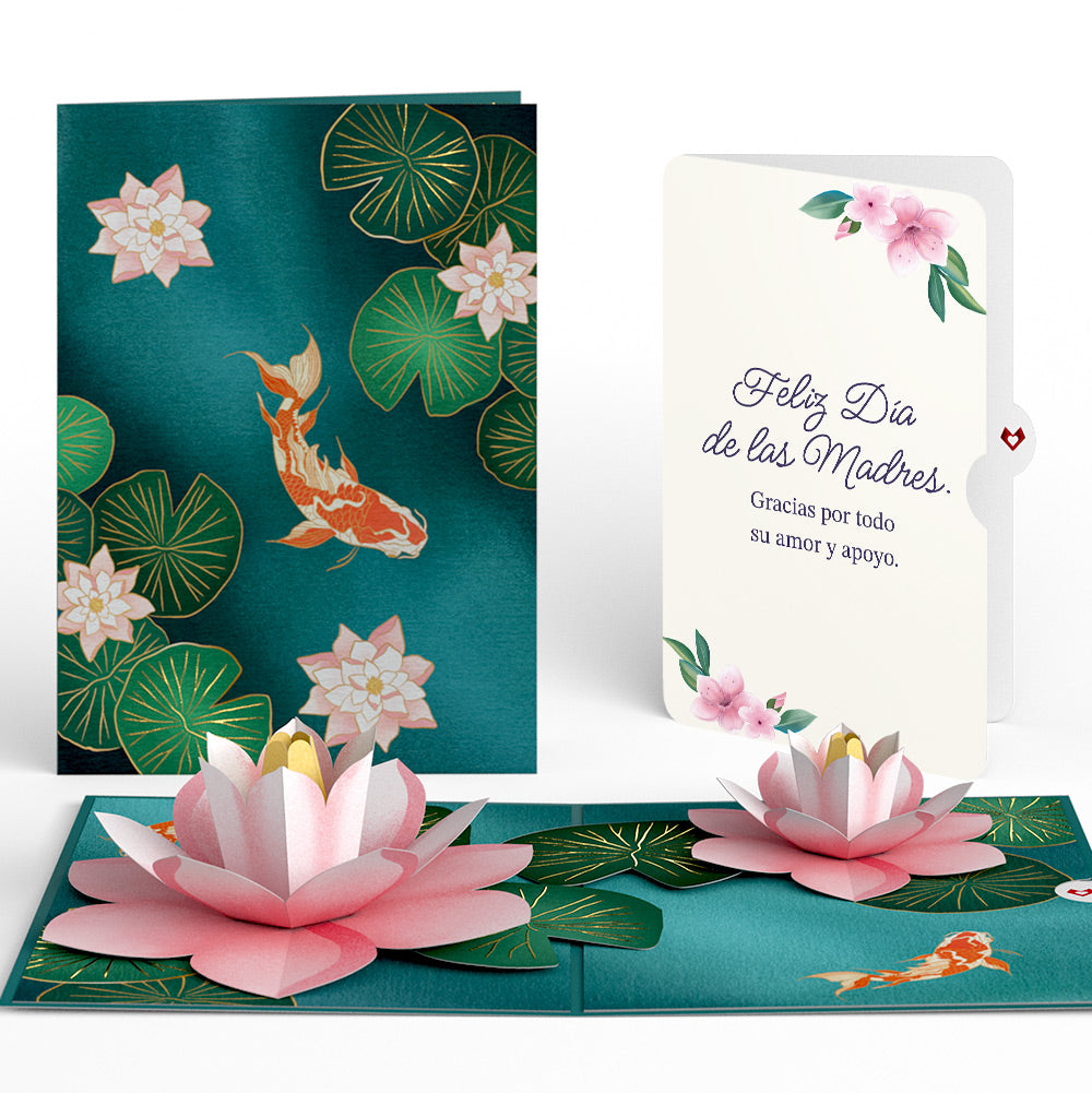 Koi Fish and Lotus Pond Mother's Day Pop-Up Card and Sentiment Set for Spanish Mom