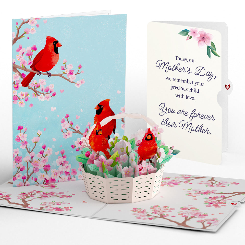 Cherry Blossom Basket with Cardinals Mother's Day Pop-Up Card and You Are Forever Their Mom Sentiment Set