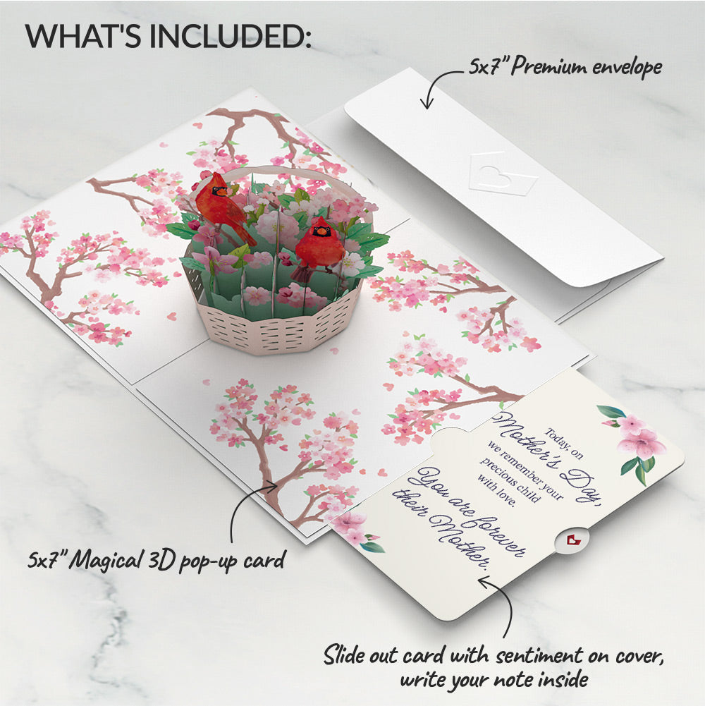 Cherry Blossom Basket with Cardinals Mother's Day Pop-Up Card and You Are Forever Their Mom Sentiment Set