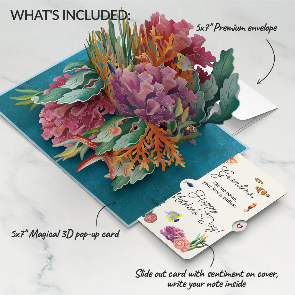 Coral Reef Wonders Mother's Day Pop-Up Card and Sentiment Set for Grandma