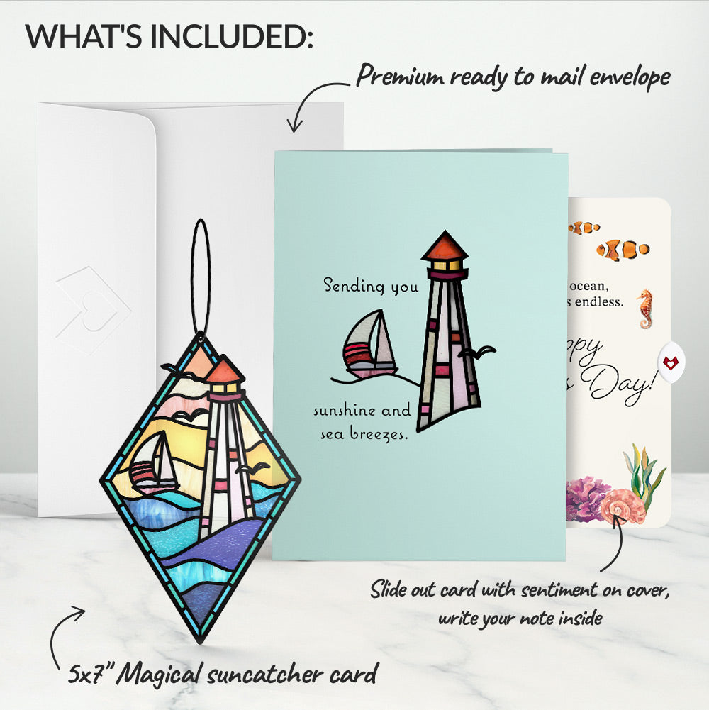 Sunshine and Sea Breezes Lighthouse Mother's Day Suncatcher Card and Sentiment Set