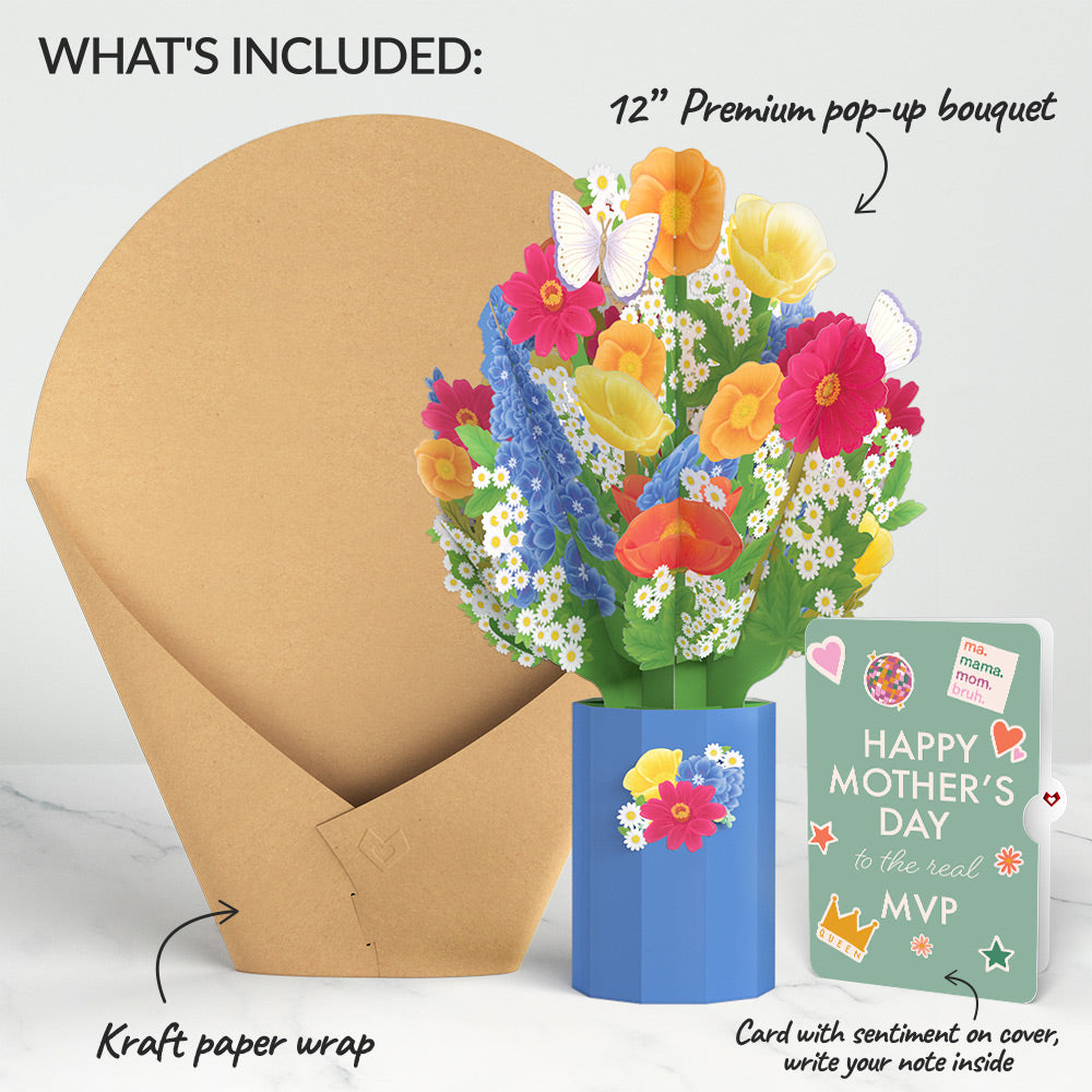 Wildflower Mother's Day Bouquet and The real MVP Sentiment Set