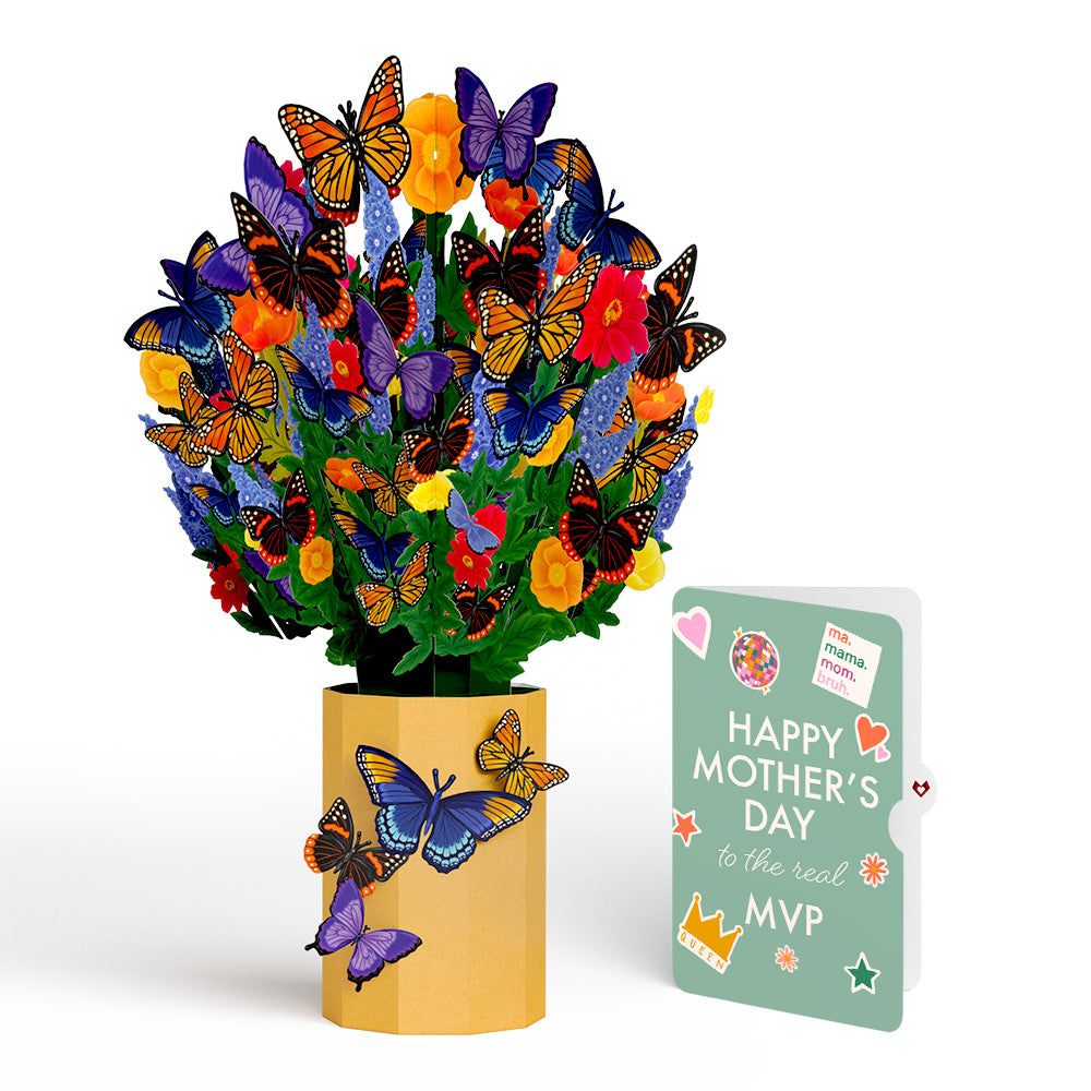 Brilliant Butterfly Mother's Day Bouquet and The real MVP Sentiment Set