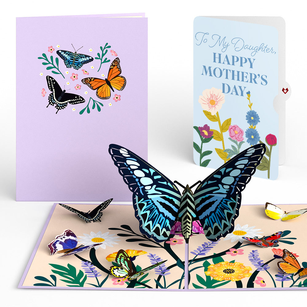 Garden Butterflies Mother's Day Pop-Up Card and Sentiment Set for Daughter