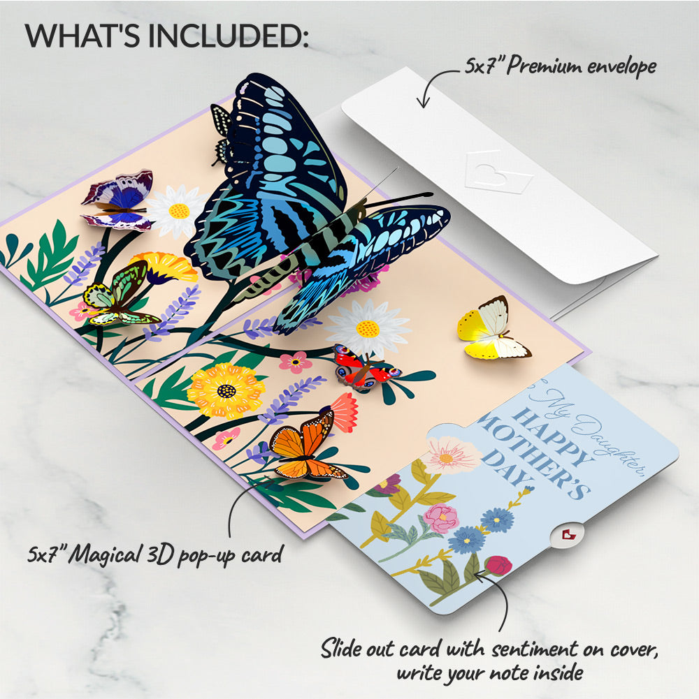 Garden Butterflies Mother's Day Pop-Up Card and Sentiment Set for Daughter