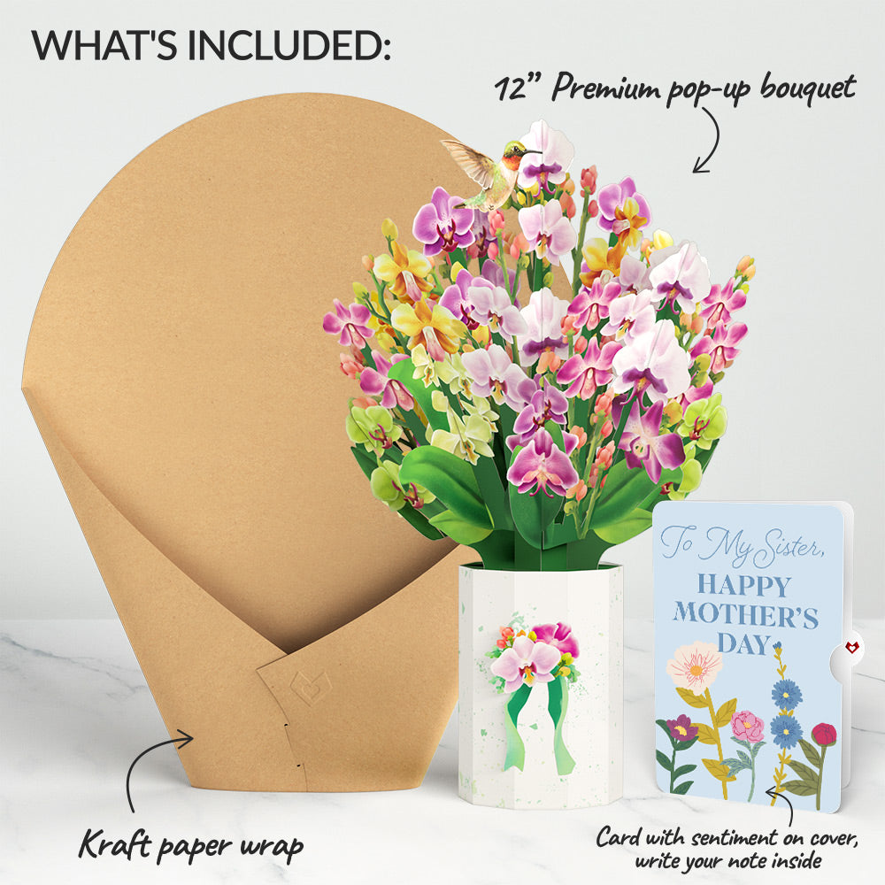 Orchid Mother's Day Bouquet and Sentiment Set for Sister