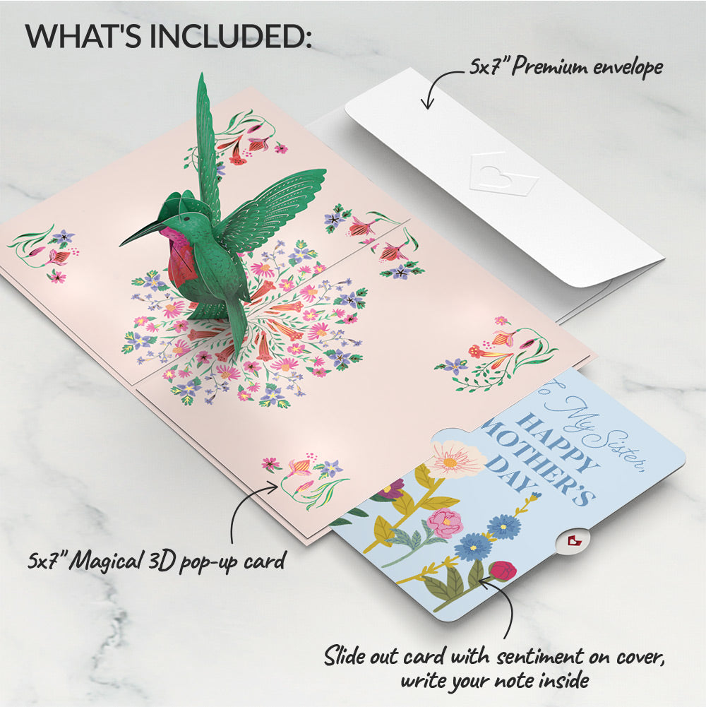 Sweetest Mom Hummingbird Mother's Day Pop-Up Card and Sentiment Set for Sister
