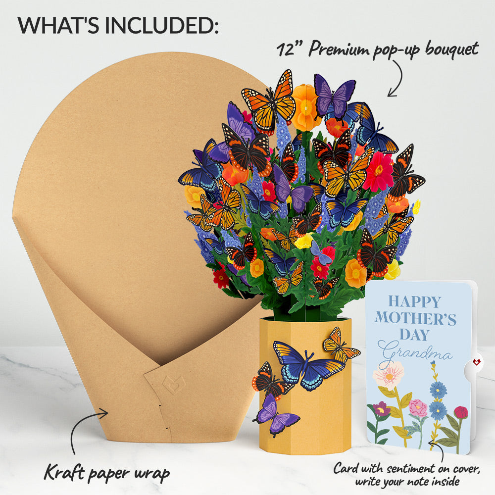 Brilliant Butterfly Mother's Day Bouquet and Sentiment Set for Grandma