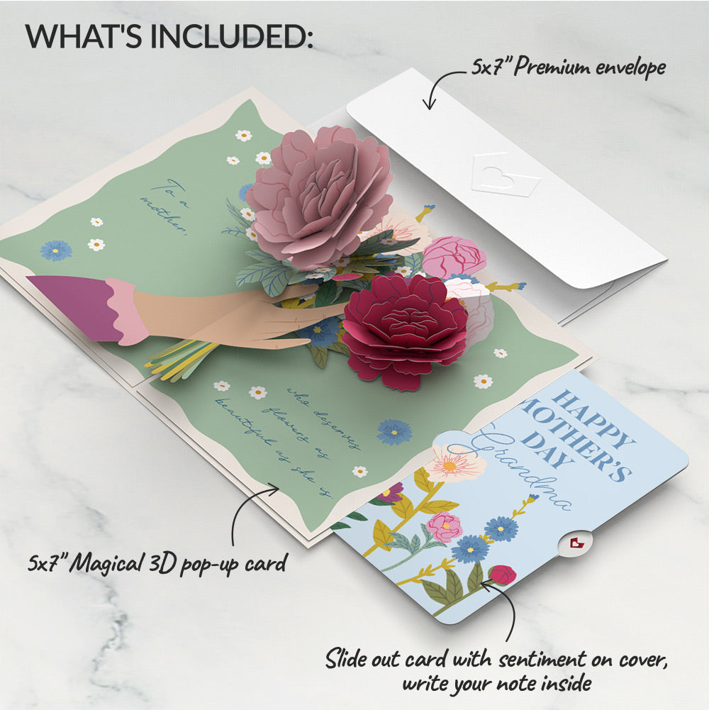 Happy Mother’s Day Flowers Mother's Day Pop-Up Card and Sentiment Set for Grandma