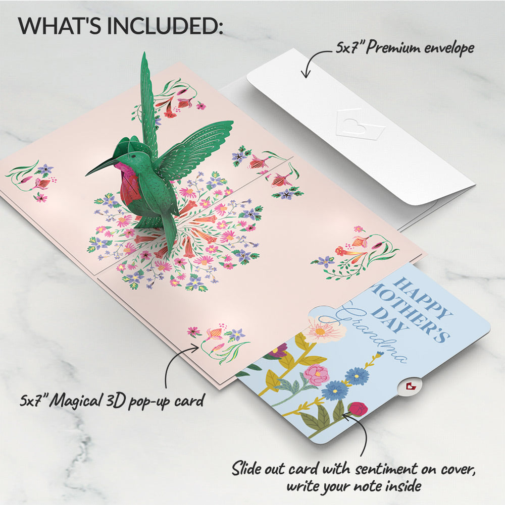 Sweetest Mom Hummingbird Mother's Day Pop-Up Card and Sentiment Set for Grandma
