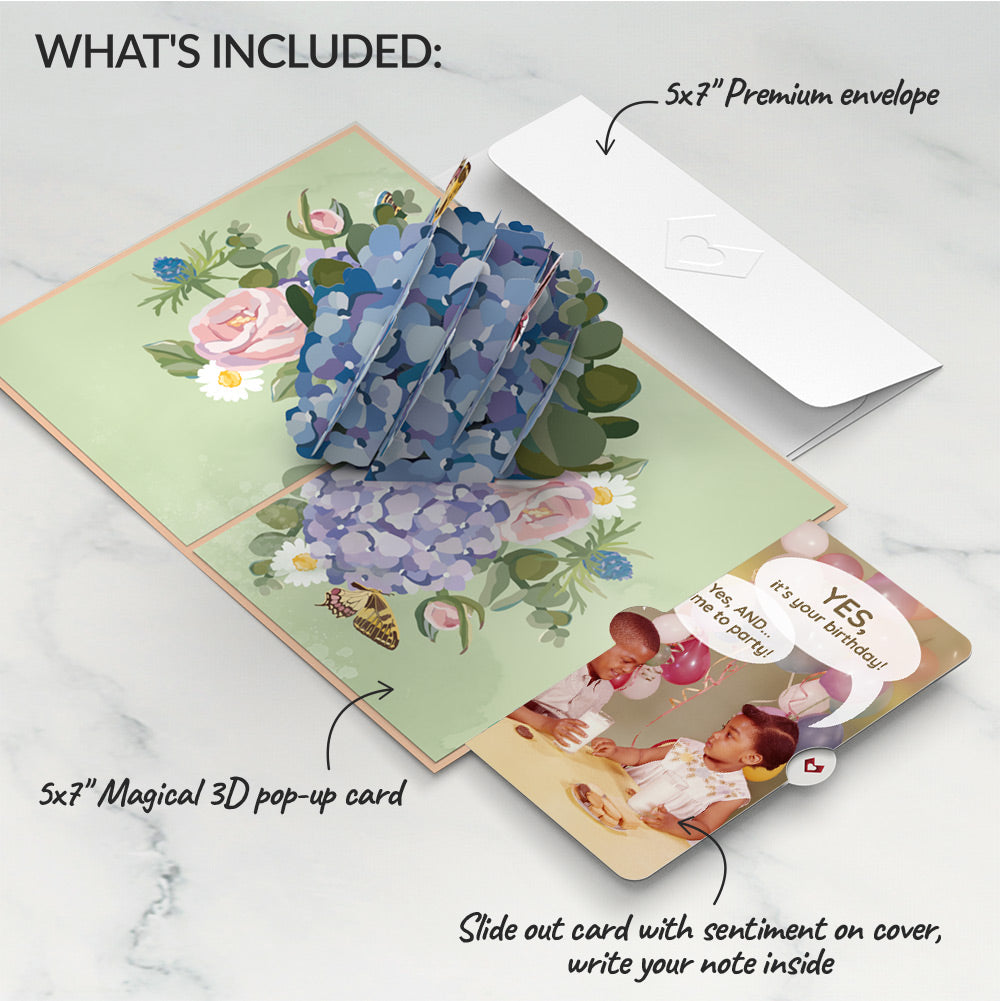 Hydrangea Butterflies Birthday Pop-Up Card and Time to Party Sentiment Set