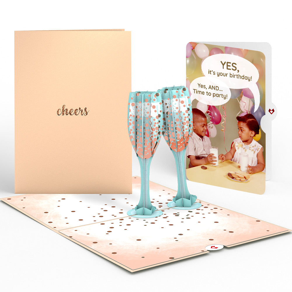 Champagne Toast Birthday Pop-Up Card and Time to Party Sentiment Set