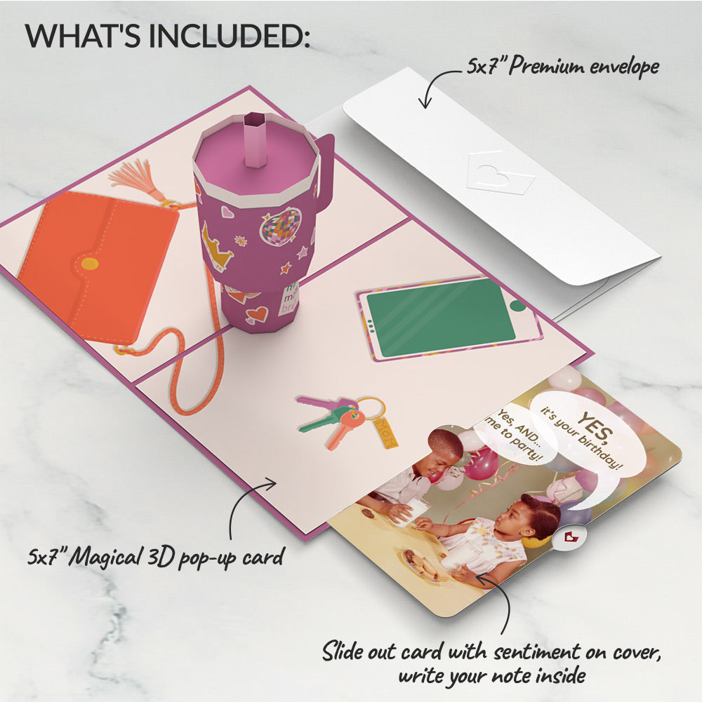 Mom Era Tumbler Birthday Pop-Up Card and Time to Party Sentiment Set