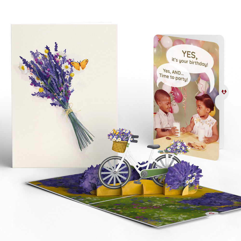 Lavender Bicycle Birthday Pop-Up Card and Time to Party Sentiment Set