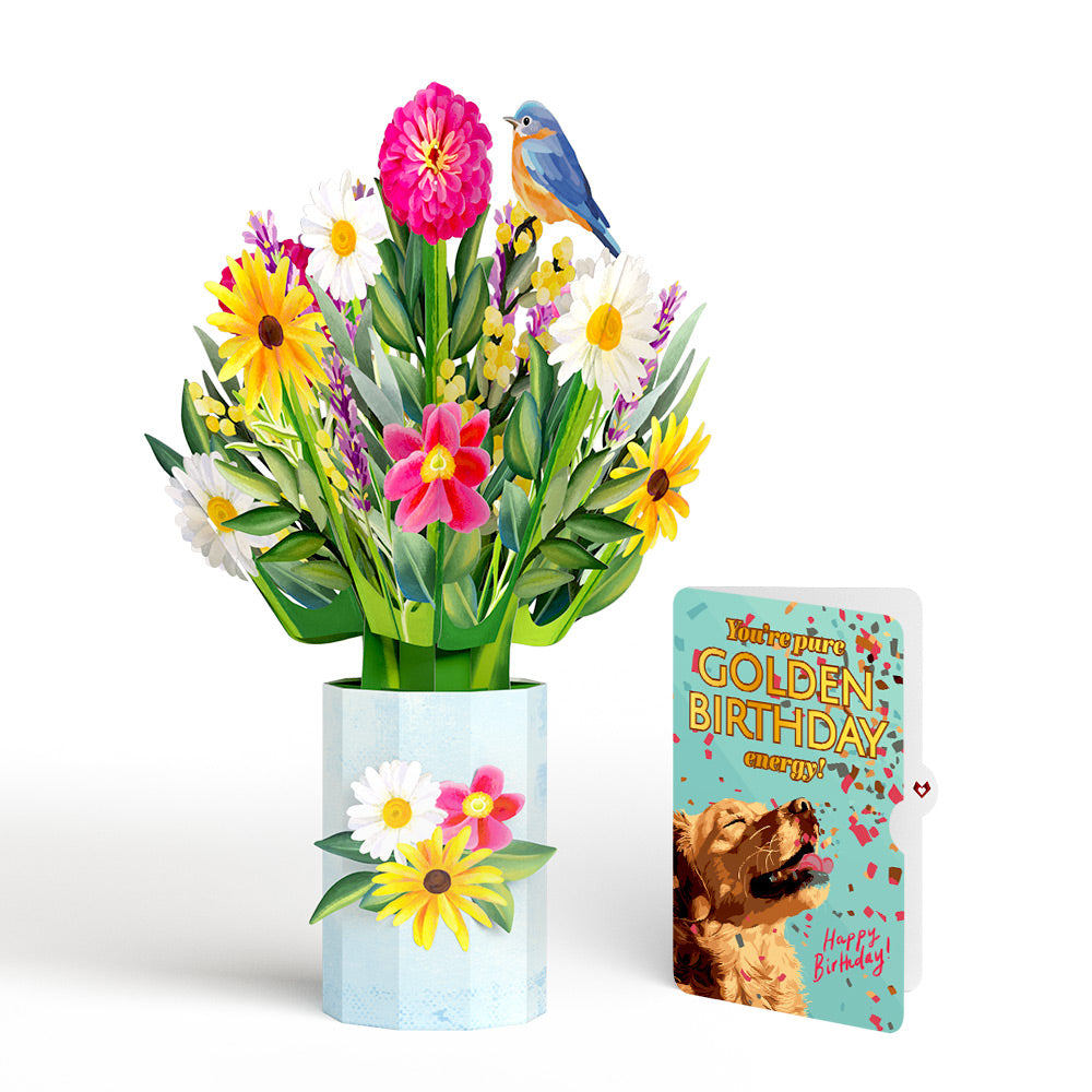 Black-Eyed Susan Birthday Bouquet and Golden Energy Sentiment Set