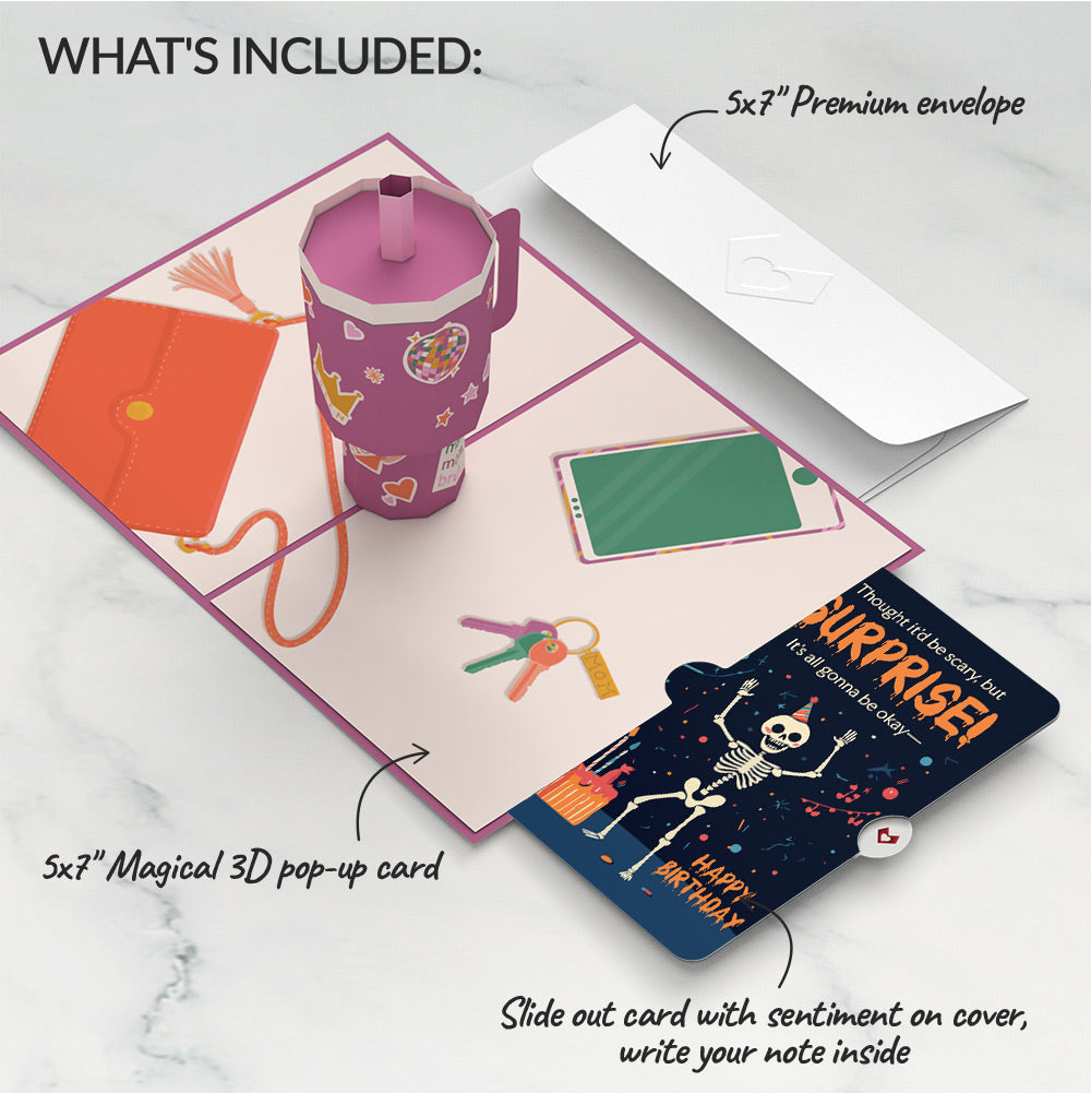 Mom Era Tumbler Birthday Pop-Up Card and Surprise Skeleton Sentiment Set